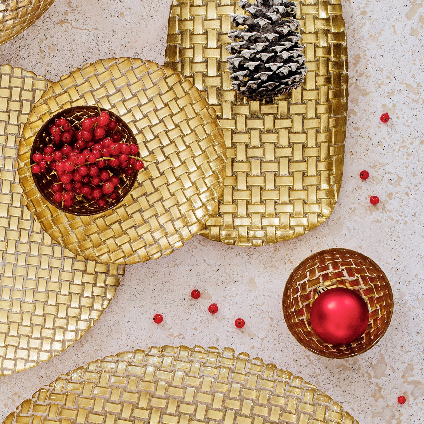 Rufolo Glass Gold Basketweave Dipping Bowl