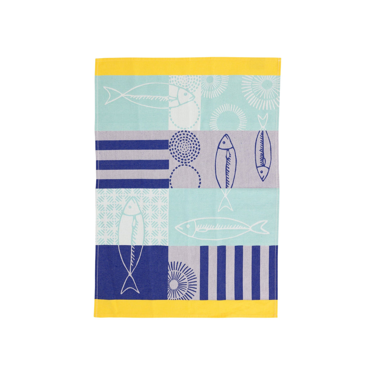 Strofinaccio Aqua, Blue, and Yellow Fish Dish Towels - Set of 2