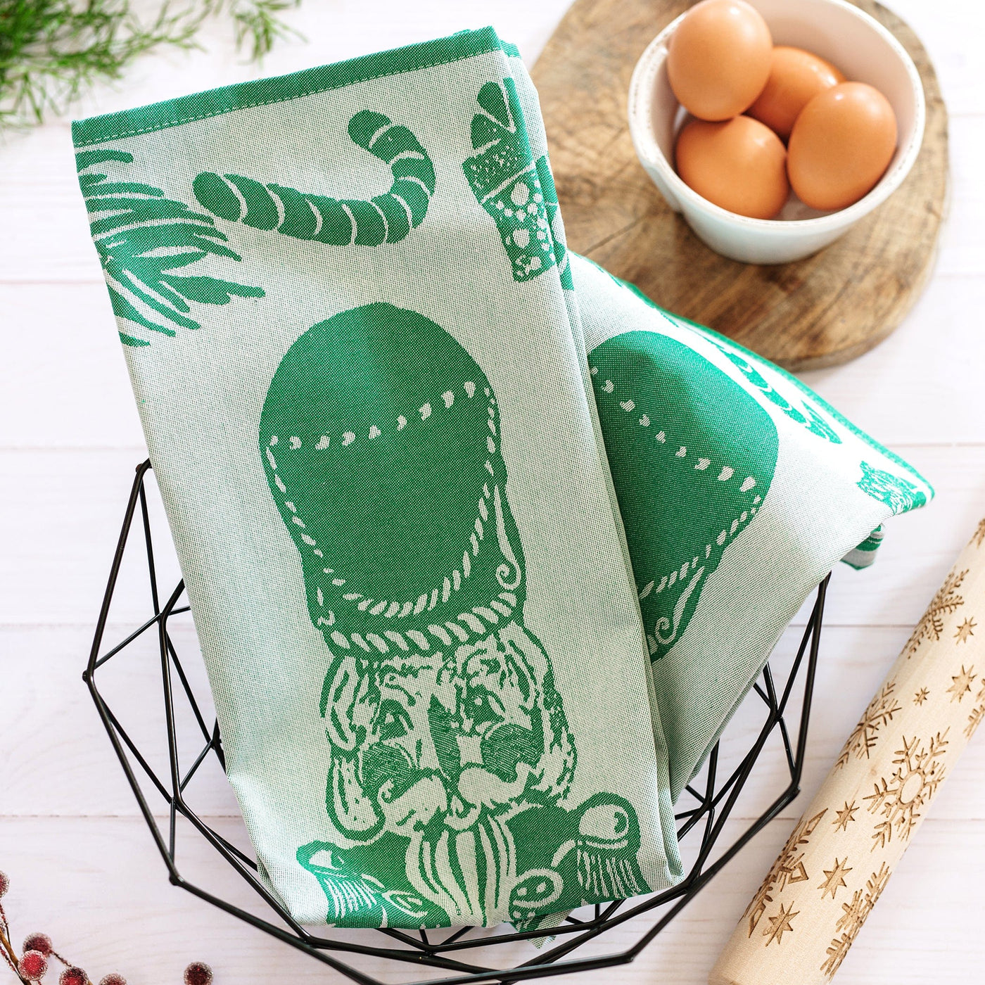 Strofinaccio Green Nutcracker Dish Towels - Set of 2