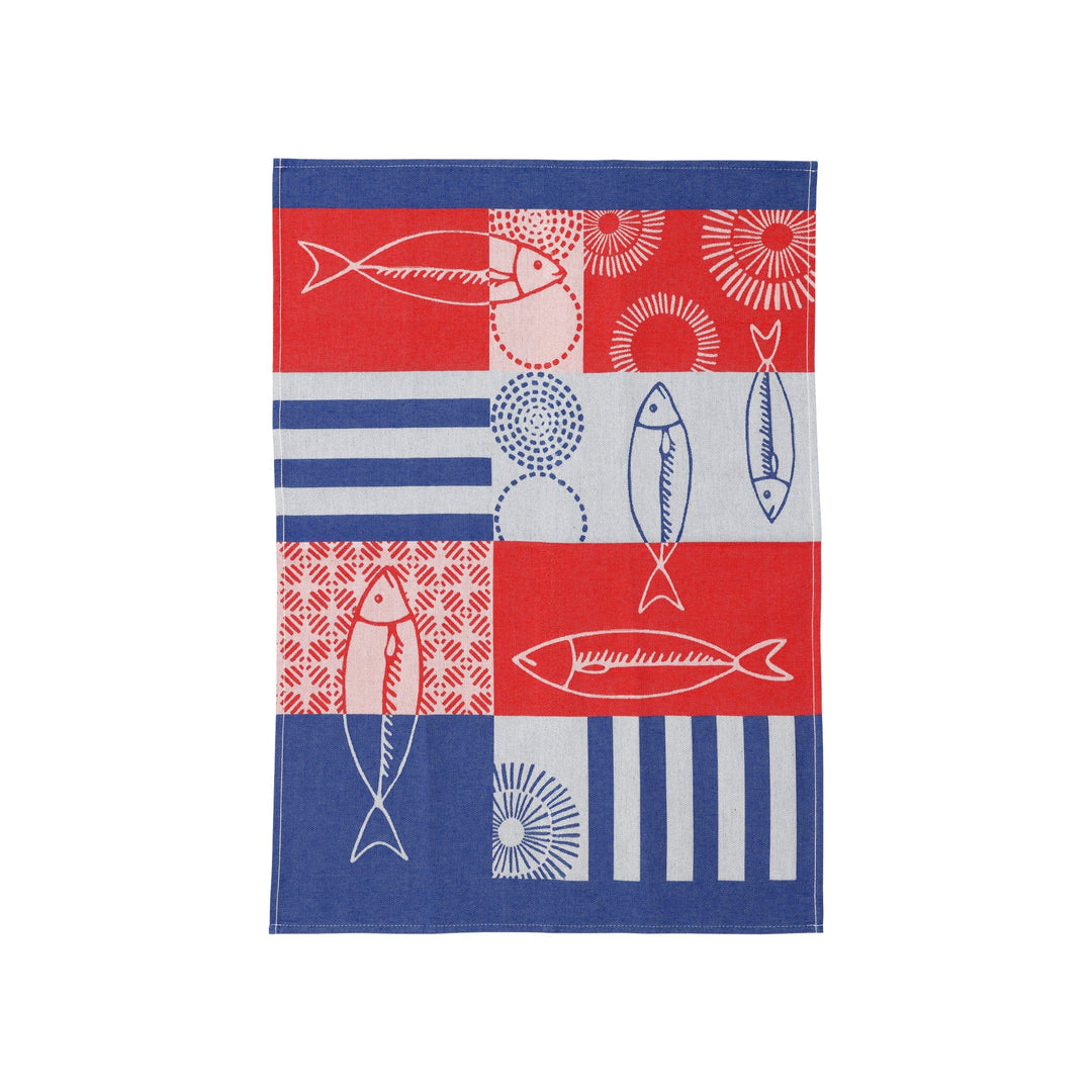 Strofinaccio Blue, White, and Red Fish Dish Towels  - Set of 2