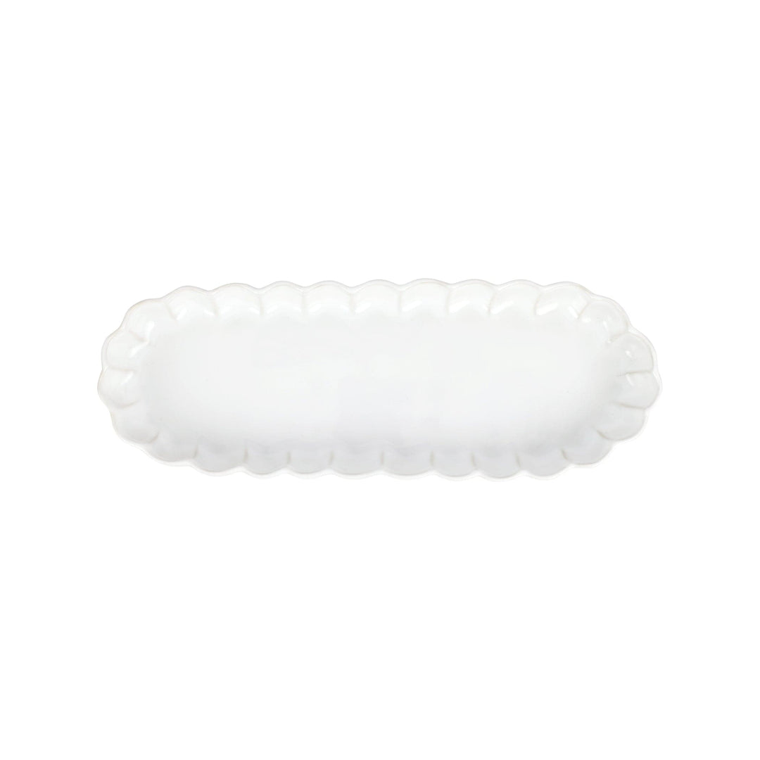 Incanto Stone White Ruffle Oval Tray