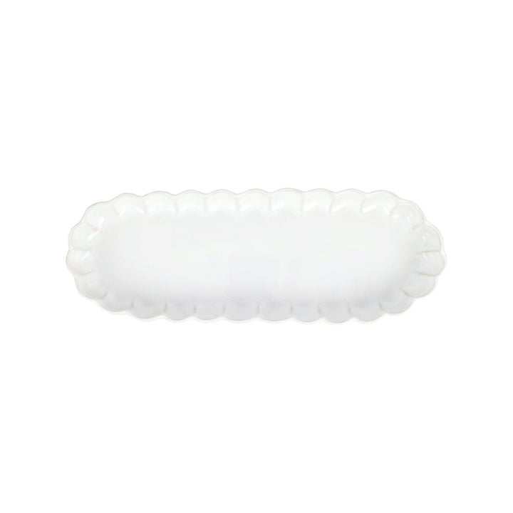 Incanto Stone White Ruffle Oval Tray