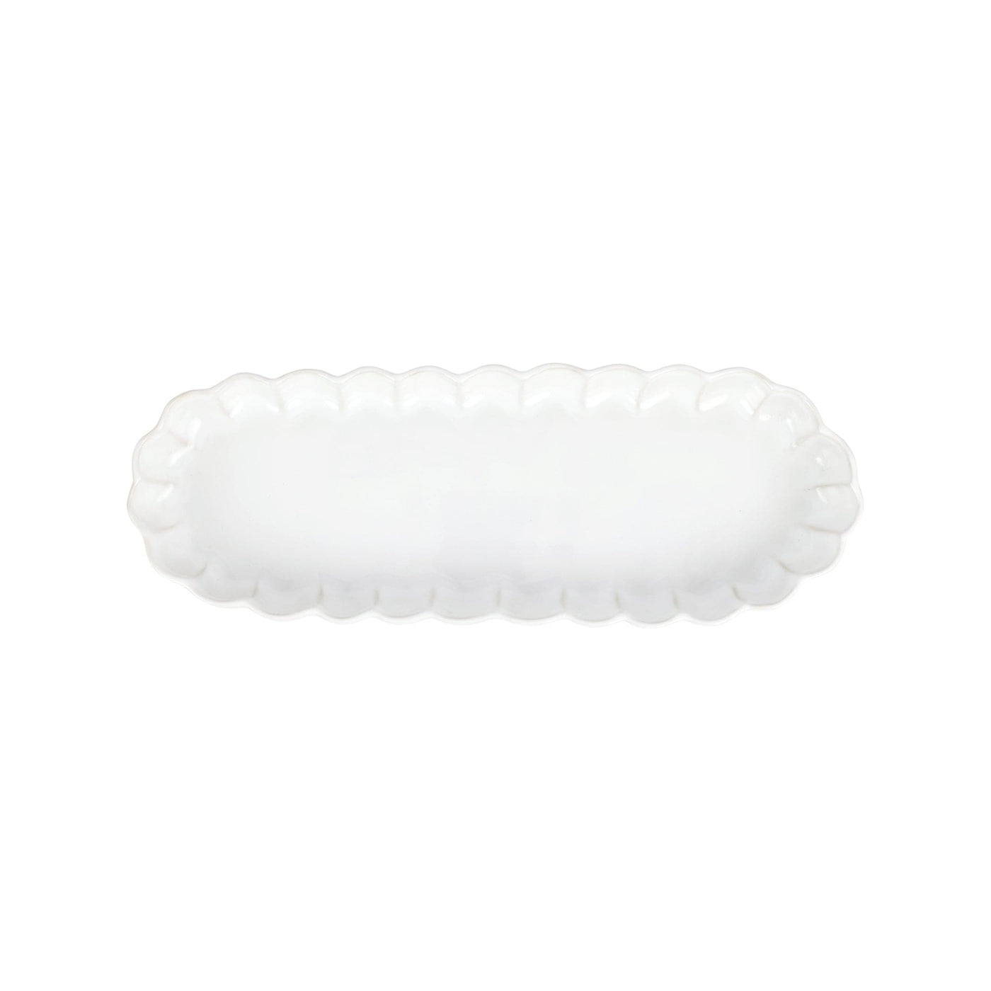 Incanto Stone White Ruffle Oval Tray