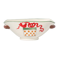 Old St. Nick Handled Oval Bowl with Presents