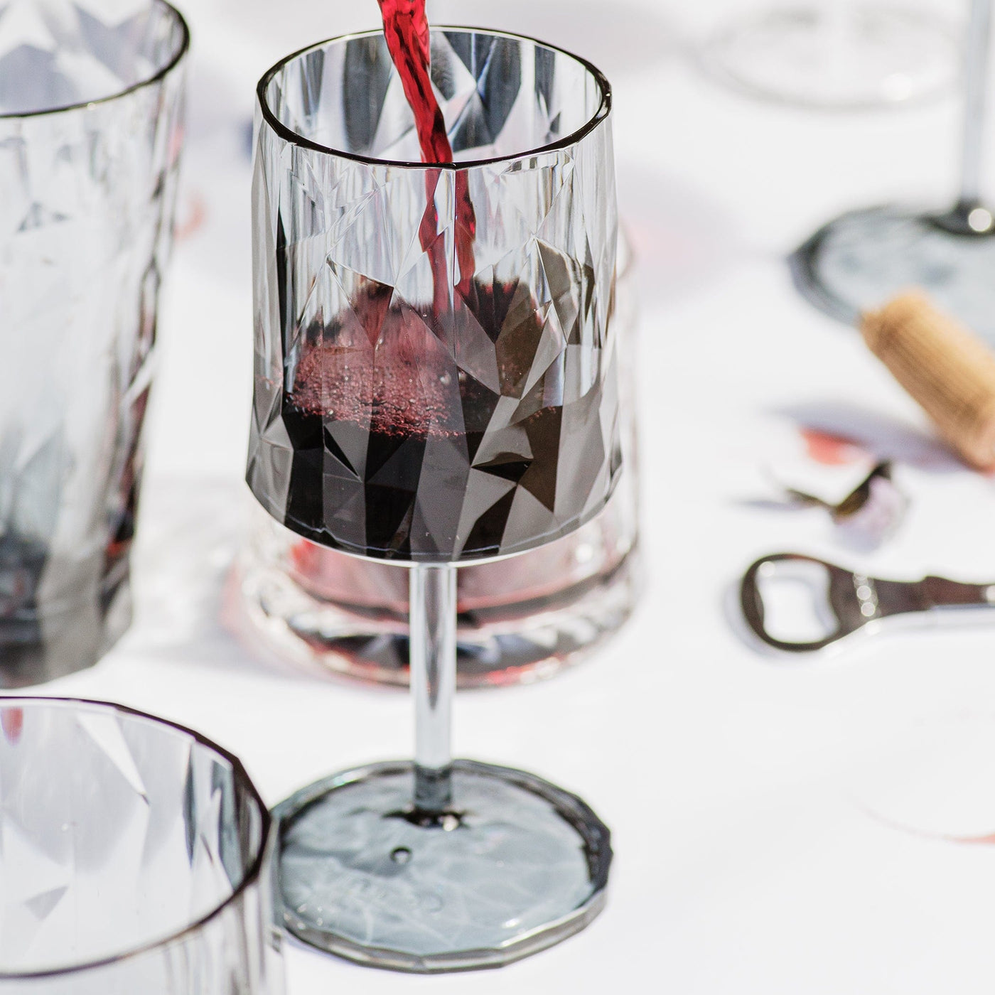 Superglass Polycarbonate Smoke Gray Wine Glass