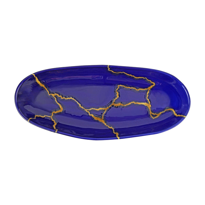 Storia Blue and Gold Oval Platter