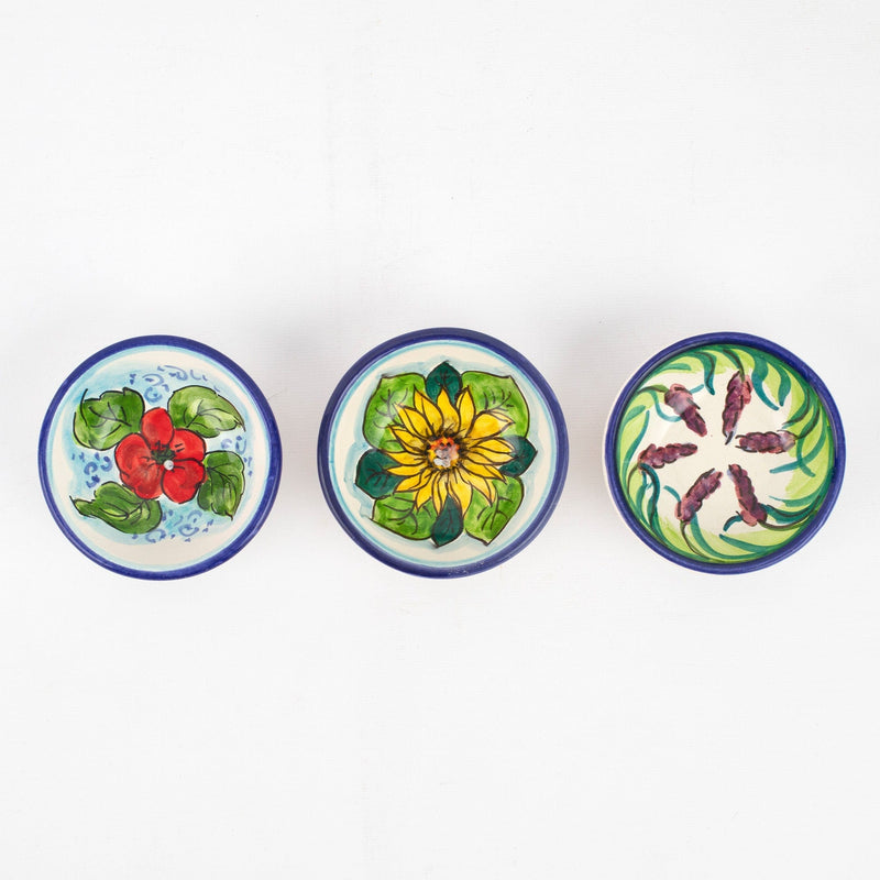 Assorted Flowers Small Bowls - Set of 3