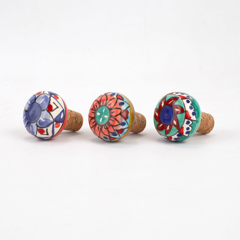 Assorted Blue Geometric Cork Stoppers - Set of 3