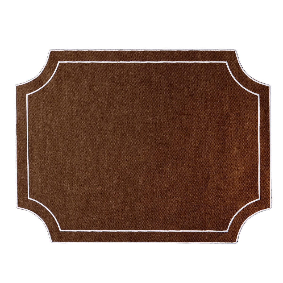 Tessuti Chocolate Brown Rectangular Placemats with White Stitching - Set of 4