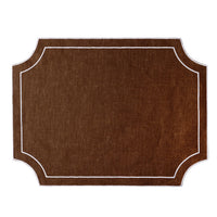 Tessuti Chocolate Brown Rectangular Placemats with White Stitching - Set of 4