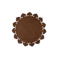 Tessuti Chocolate Brown Round Placemats with White Stitching - Set of 4