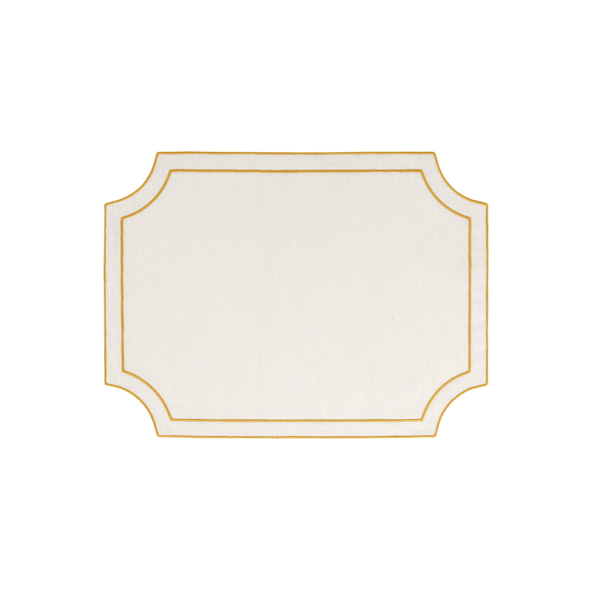 Tessuti White Rectangular Placemats with Gold Stitching - Set of 4