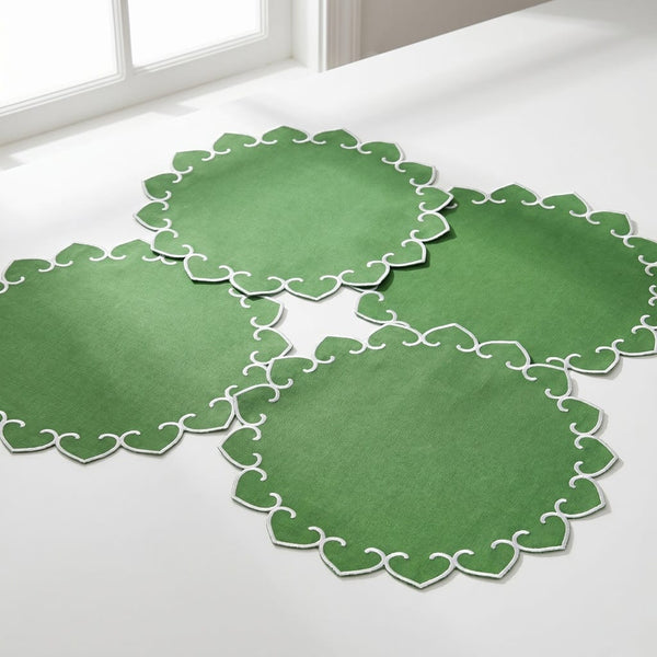 Tessuti Round Placemats with White Stitching - Set of 4