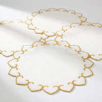 Tessuti White Round Placemats with Gold Stitching - Set of 4