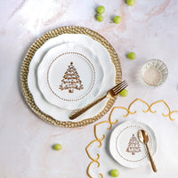 Tessuti White Round Placemats with Gold Stitching - Set of 4