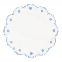 Tessuti White Round Placemats with Cornflower Blue Dots - Set of 4