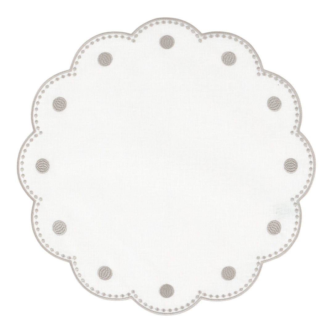 Tessuti White Round Placemats with Natural Dots - Set of 4