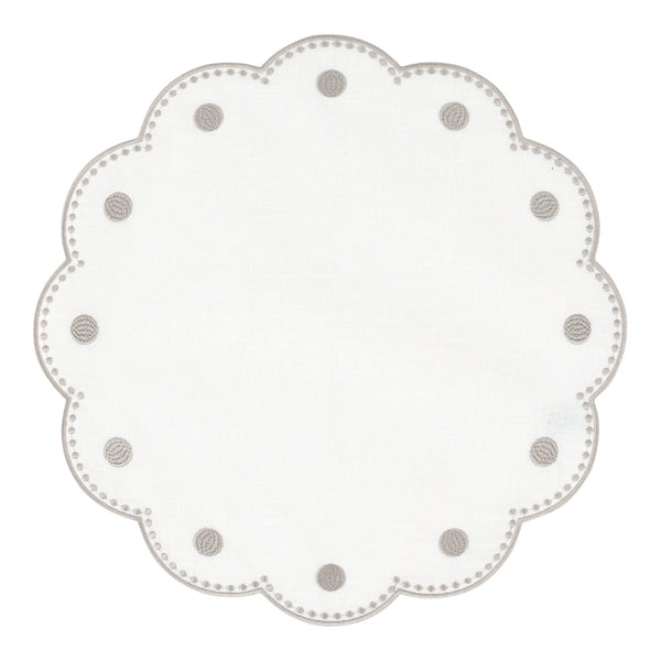 Tessuti White Round Placemats with Natural Dots - Set of 4