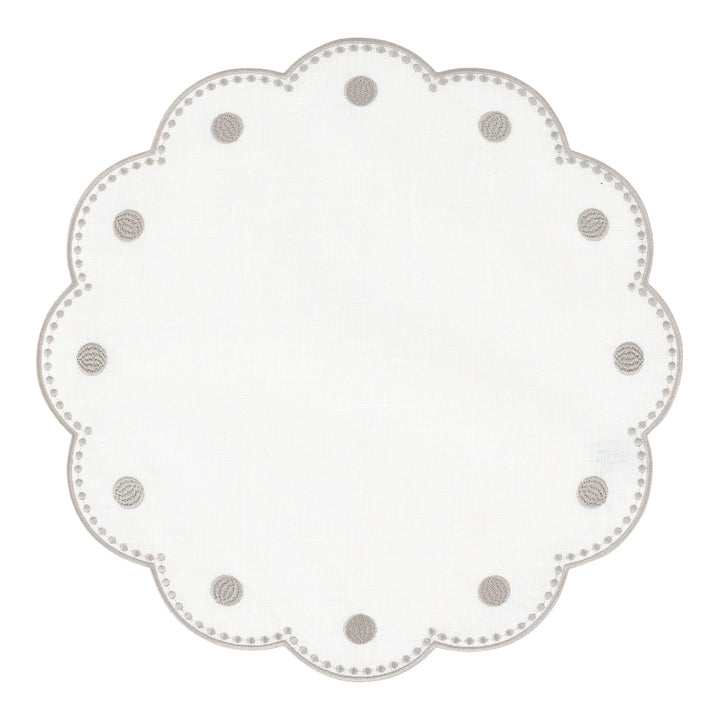 Tessuti White Round Placemats with Natural Dots - Set of 4