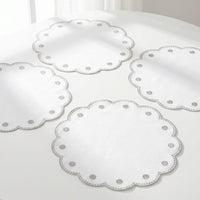 Tessuti White Round Placemats with Natural Dots - Set of 4