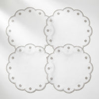 Tessuti White Round Placemats with Natural Dots - Set of 4