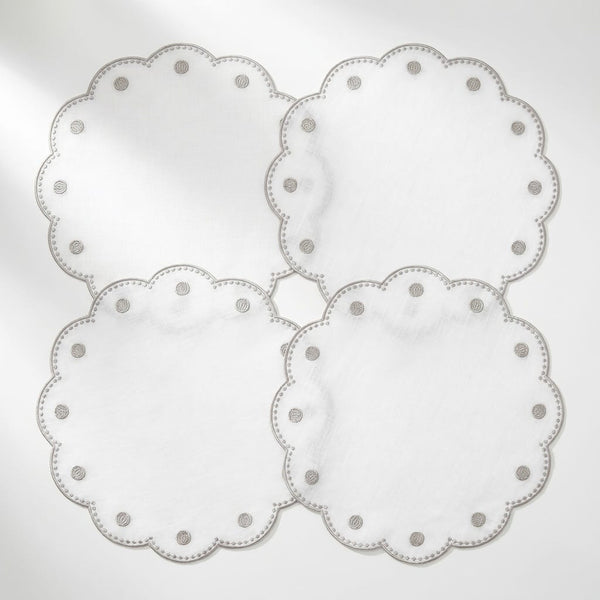 Tessuti White Round Placemats with Natural Dots - Set of 4