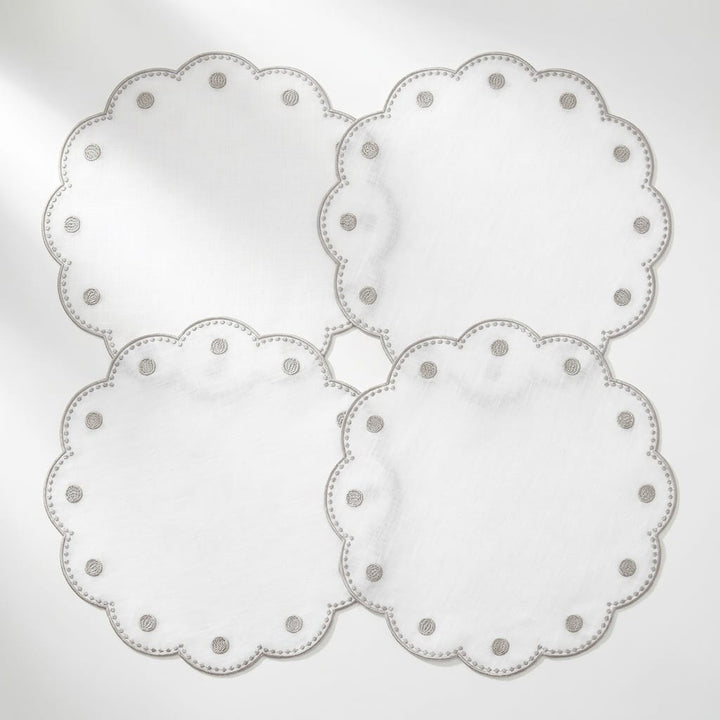 Tessuti White Round Placemats with Natural Dots - Set of 4