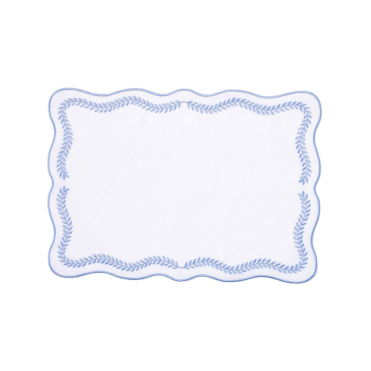 Tessuti White Rectangular Placemats with Cornflower Blue Ivy - Set of 4