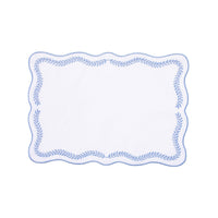 Tessuti White Rectangular Placemats with Cornflower Blue Ivy - Set of 4