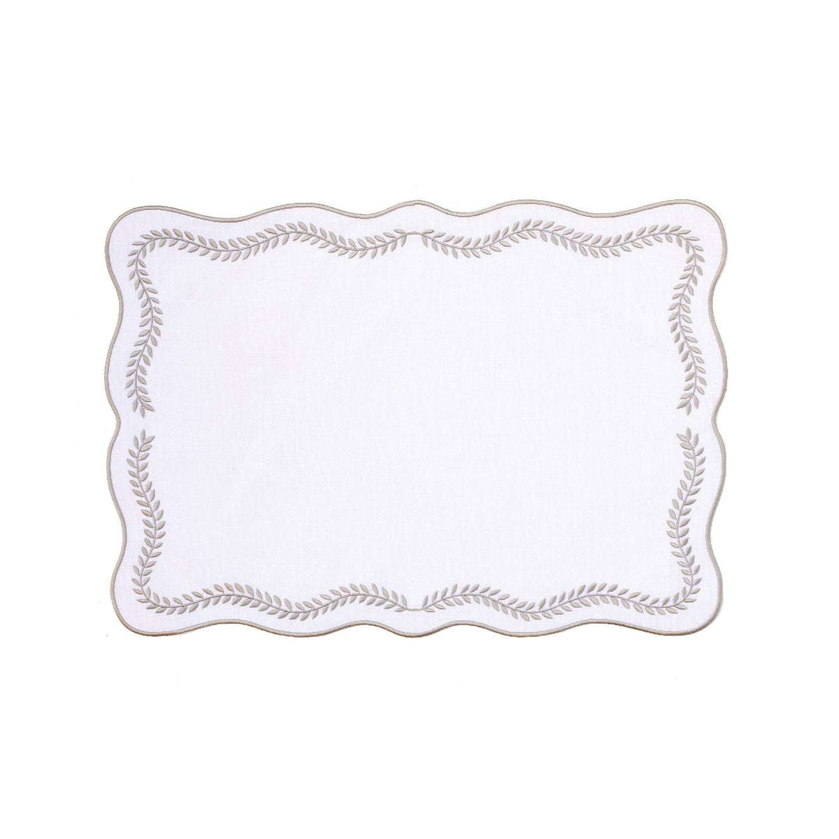 Tessuti White Rectangular Placemats with Natural Ivy - Set of 4