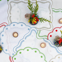 Tessuti White Rectangular Placemats with Natural Ivy - Set of 4
