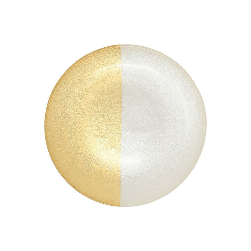 Two-Tone Glass White & Gold Salad Plate