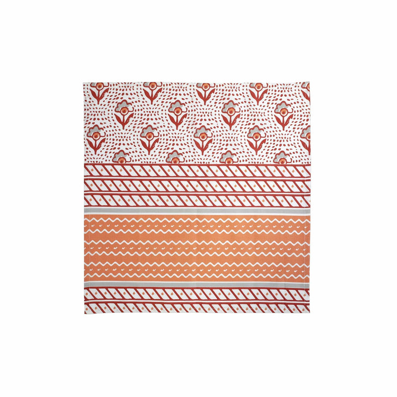 Bohemian Linens Gray/Orange Napkins - Set of 4
