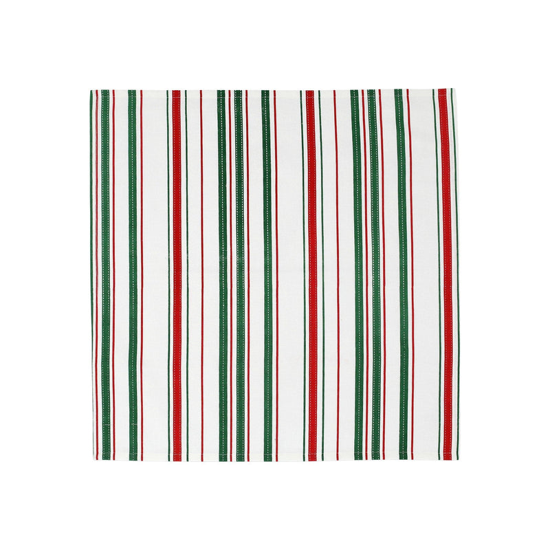 Bohemian Linens Stripe Red/Green Napkins - Set of 4