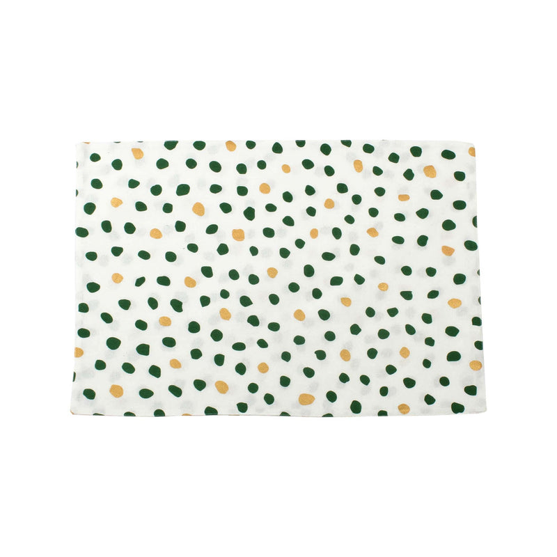 Bohemian Linens Dot Green/Gold Reversible Placemats - Set of 4
