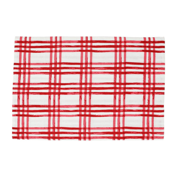 Bohemian Linens Plaid Red/White Placemats - Set of 4