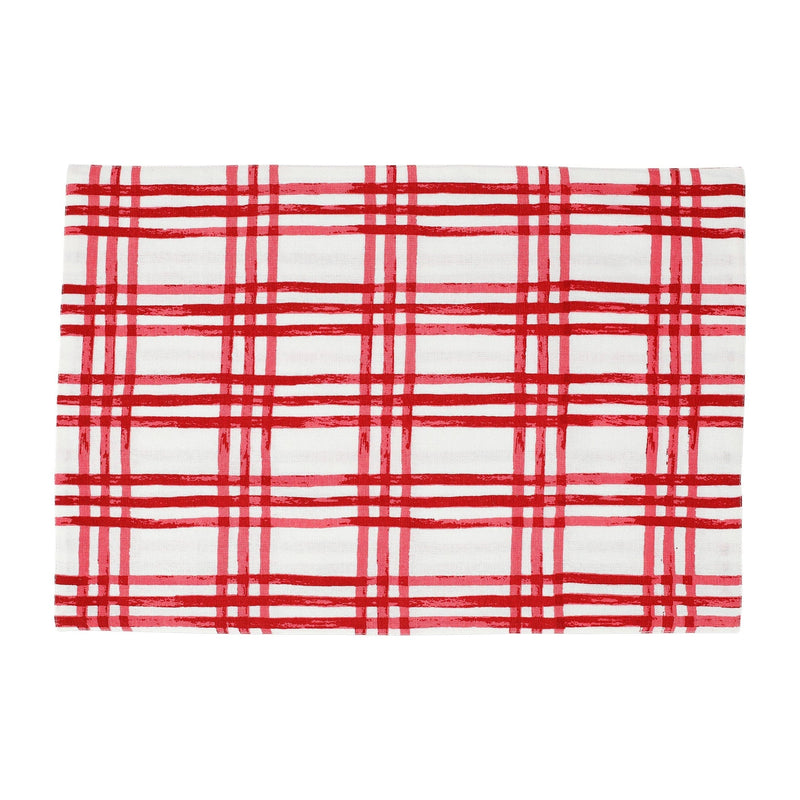 Bohemian Linens Plaid Red/White Placemats - Set of 4