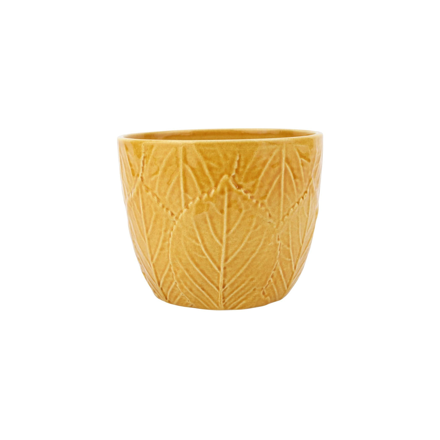 Viva Garden Amber Embossed Leaves Cachepot