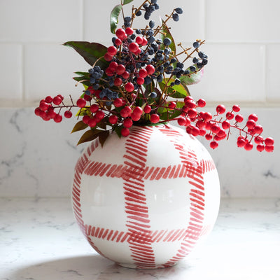 Mistletoe Plaid Round Vase