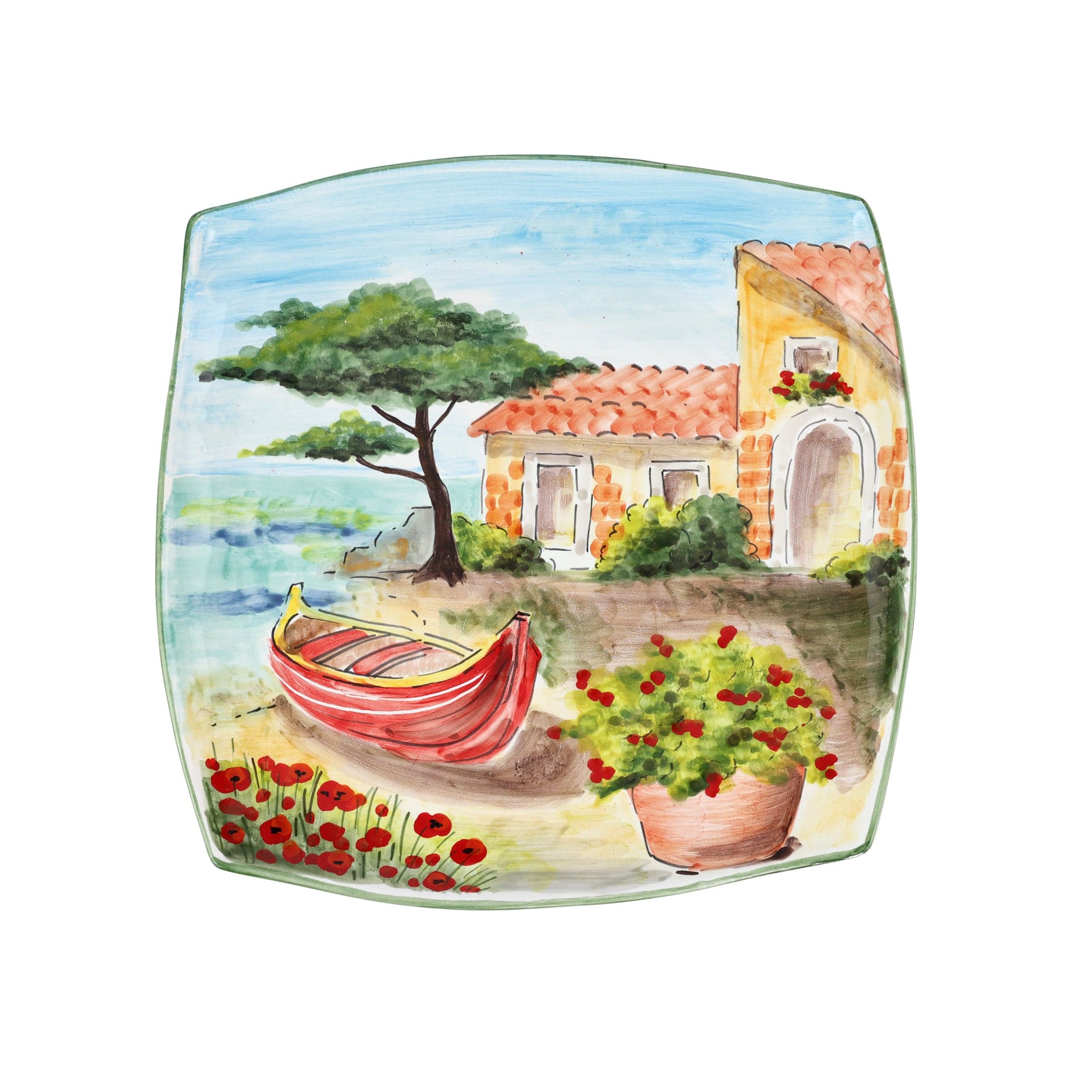 Landscape Wall Plates Square Platter with Boat – VIETRI