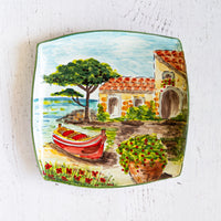 Landscape Wall Plates Square Platter with Boat