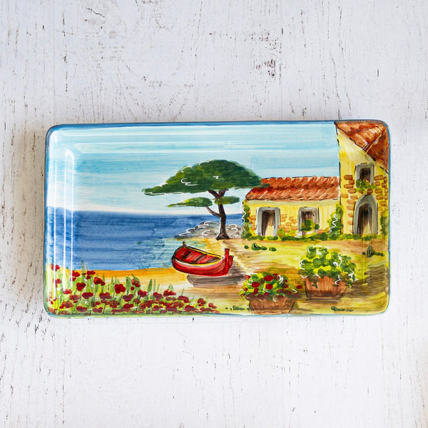 Landscape Wall Plates Rectangular Platter with Boat