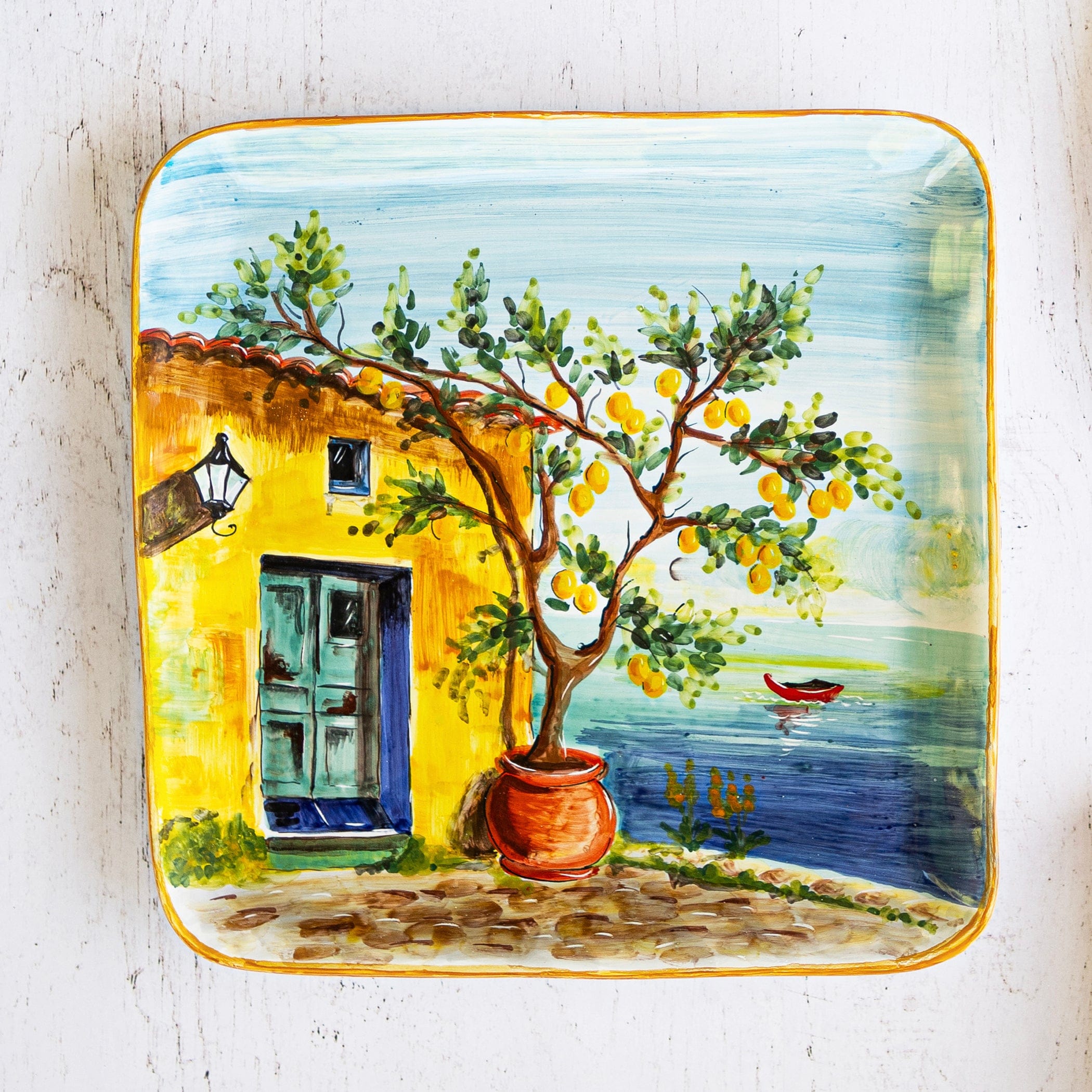 Landscape Wall Plates Large Square Platter with Lemon Tree – VIETRI
