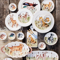 Wildlife Hunting Dog Handled Oval Bowl