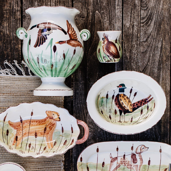 Wildlife Pheasant Small Rimmed Oval Bowl