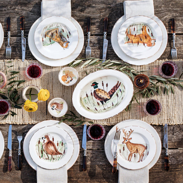 Wildlife Pheasant Small Rimmed Oval Bowl