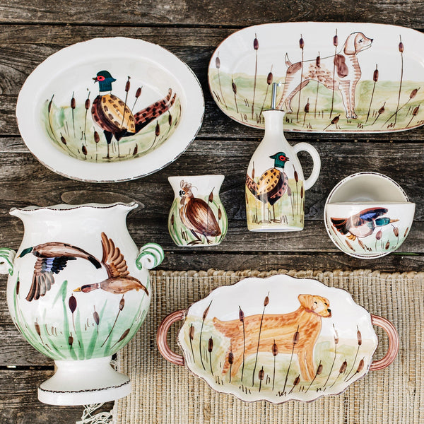 Wildlife Pheasant Small Rimmed Oval Bowl