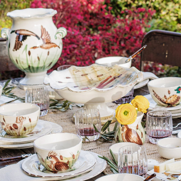 Wildlife Footed Deer Pedestal Fruit Bowl