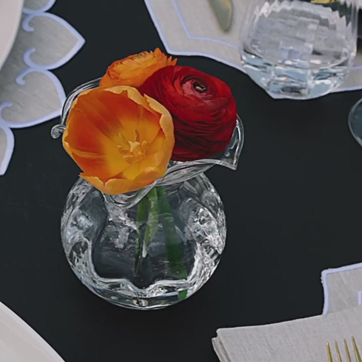 Hibiscus Glass Clear Large Fluted Vase