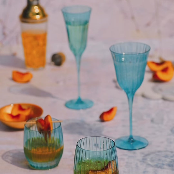 Natalia Teal Champagne Glass